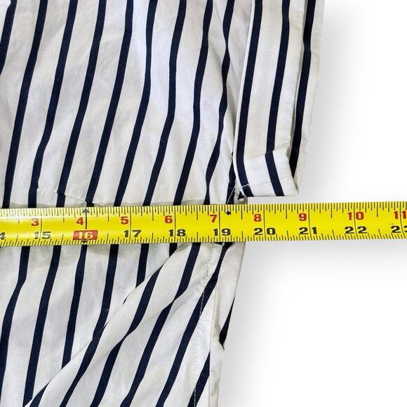 Talbots Twist Hem Shirt Womens Small Nautical Stripe Button Down Dolman Boxy - Picture 8 of 9
